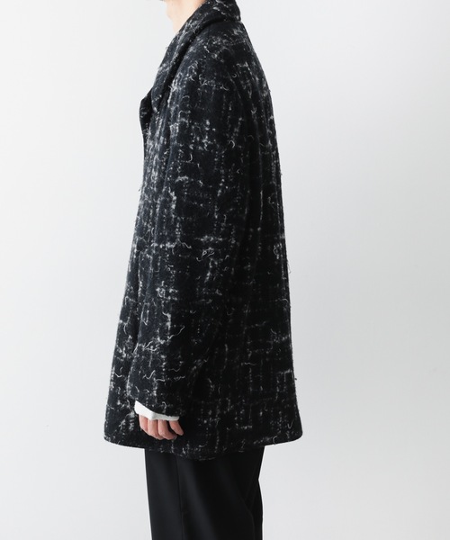 ATTACHMENT（アタッチメント）の「ジャカードツイード ハーフコート / SPLASHED TWEED HALF COAT（テーラードジャケット・メンズ・ブラック/オフホワイト・2/1）」の5枚目の写真