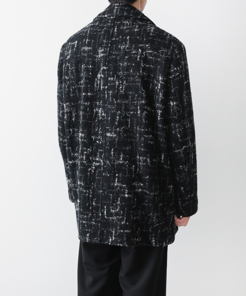ATTACHMENT（アタッチメント）の「ジャカードツイード ハーフコート / SPLASHED TWEED HALF COAT（テーラードジャケット・メンズ・ブラック/オフホワイト・2/1）」の6枚目の写真