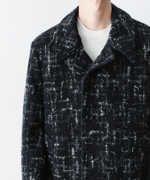 ATTACHMENT（アタッチメント）の「ジャカードツイード ハーフコート / SPLASHED TWEED HALF COAT（テーラードジャケット・メンズ・ブラック/オフホワイト・2/1）」の7枚目の写真