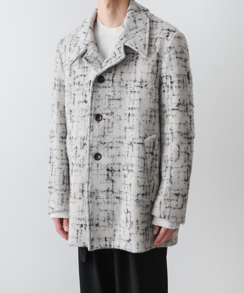 ATTACHMENT（アタッチメント）の「ジャカードツイード ハーフコート / SPLASHED TWEED HALF COAT（テーラードジャケット・メンズ・ブラック/オフホワイト・2/1）」の14枚目の写真