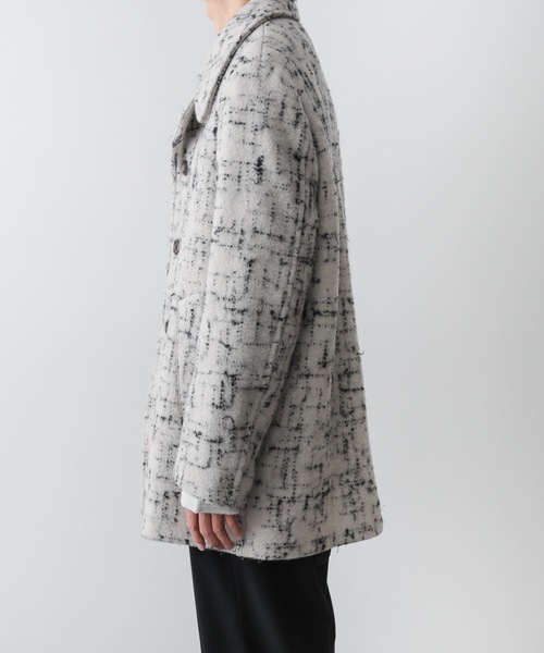 ATTACHMENT（アタッチメント）の「ジャカードツイード ハーフコート / SPLASHED TWEED HALF COAT（テーラードジャケット・メンズ・ブラック/オフホワイト・2/1）」の16枚目の写真