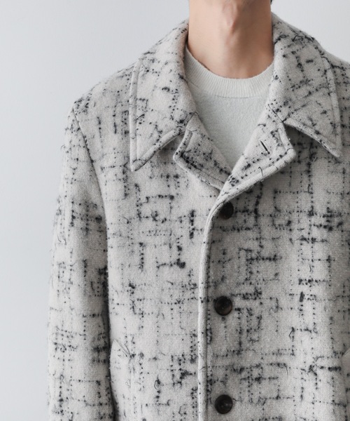 ATTACHMENT（アタッチメント）の「ジャカードツイード ハーフコート / SPLASHED TWEED HALF COAT（テーラードジャケット・メンズ・ブラック/オフホワイト・2/1）」の18枚目の写真