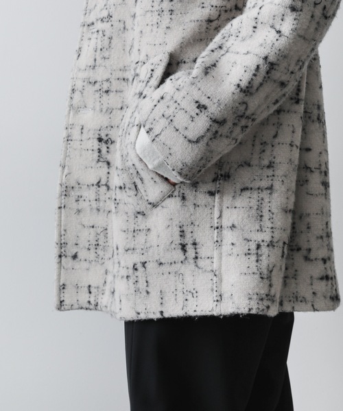ATTACHMENT（アタッチメント）の「ジャカードツイード ハーフコート / SPLASHED TWEED HALF COAT（テーラードジャケット・メンズ・ブラック/オフホワイト・2/1）」の20枚目の写真
