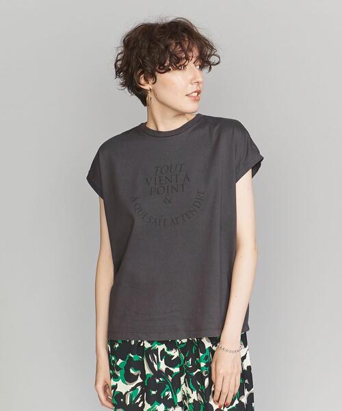 BEAUTY&YOUTH UNITED ARROWS(ビューティーアンドユースユナイテッドアローズ)の「コットン ロゴプリント フレンチスリーブ Tシャツ(Tシャツ/カットソー・レディース・ホワイト/ダークグレー/ライトピンク・FREE)」の3枚目の写真