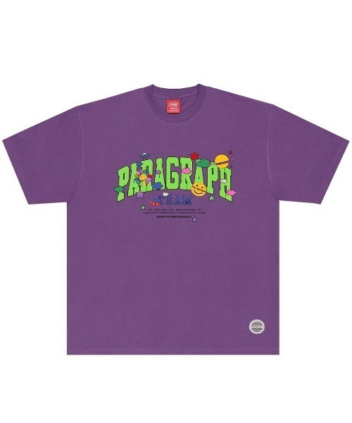 Paragraph（パラグラフ）の「A'GEM/9 × .kom 『paragraph/パラグラフ』SMILE HAPPY T-SHIRT/スマイル ブランドロゴ 半袖Tシャツ（Tシャツ/カットソー・メンズ・ライトグレー/パープル/イエロー/ブルー/グリーン・FREE）」の4枚目の写真