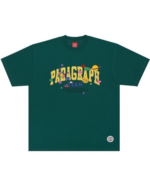Paragraph（パラグラフ）の「A'GEM/9 × .kom 『paragraph/パラグラフ』SMILE HAPPY T-SHIRT/スマイル ブランドロゴ 半袖Tシャツ（Tシャツ/カットソー・メンズ・ライトグレー/パープル/イエロー/ブルー/グリーン・FREE）」の3枚目の写真