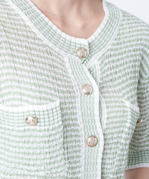 現行　極美品　レリアン　ツイード調ジャージージャケットカーディガン　冷房対策　M 現行 極美品 レリアン ツイード調ジャージージャケット