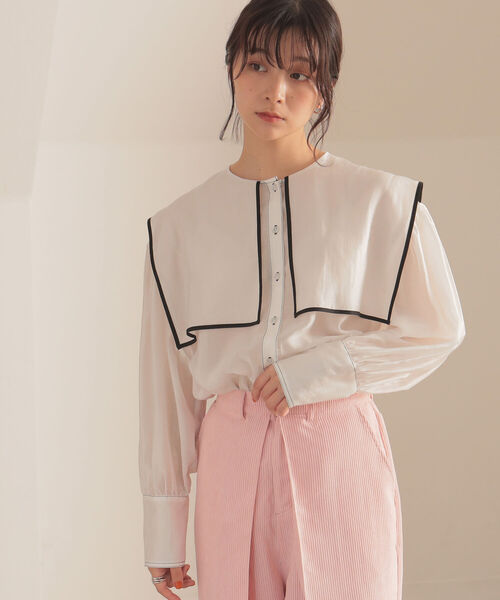 BeAMS DOT（ビームスドット）の「BeAMS DOT / 配色セーラーカラーブラウス（シャツ/ブラウス・レディース・ホワイト/ブラック/ケリー・FREE）」の14枚目の写真