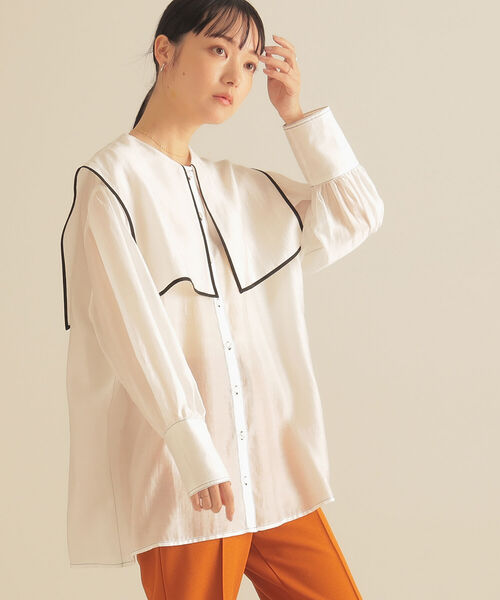 BeAMS DOT（ビームスドット）の「BeAMS DOT / 配色セーラーカラーブラウス（シャツ/ブラウス・レディース・ホワイト/ブラック/ケリー・FREE）」の12枚目の写真