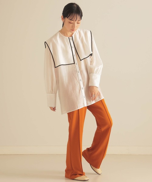 BeAMS DOT（ビームスドット）の「BeAMS DOT / 配色セーラーカラーブラウス（シャツ/ブラウス・レディース・ホワイト/ブラック/ケリー・FREE）」の8枚目の写真