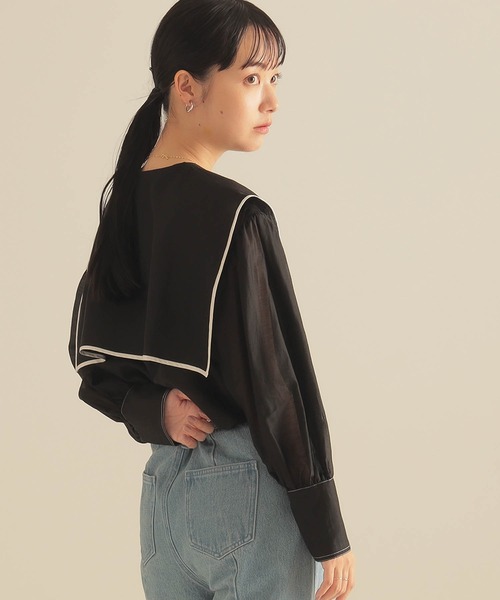 BeAMS DOT（ビームスドット）の「BeAMS DOT / 配色セーラーカラーブラウス（シャツ/ブラウス・レディース・ホワイト/ブラック/ケリー・FREE）」の16枚目の写真