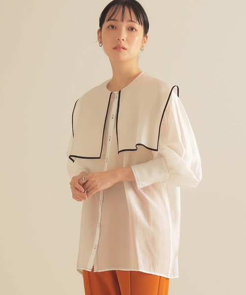 BeAMS DOT（ビームスドット）の「BeAMS DOT / 配色セーラーカラーブラウス（シャツ/ブラウス・レディース・ホワイト/ブラック/ケリー・FREE）」の7枚目の写真