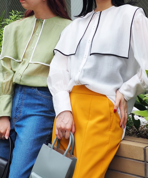 BeAMS DOT（ビームスドット）の「BeAMS DOT / 配色セーラーカラーブラウス（シャツ/ブラウス・レディース・ホワイト/ブラック/ケリー・FREE）」の13枚目の写真