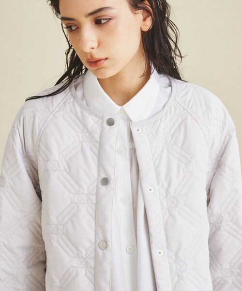 セール】キカ柄ライトキルティングコート（ノーカラーコート）｜GRACE