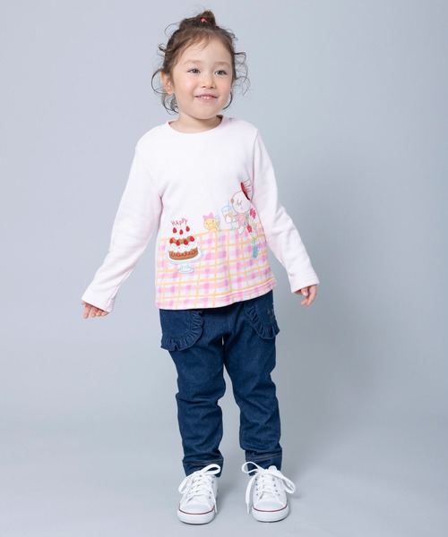 KP ロゴ＆mimiちゃんプリントミニ裏毛トレーナー KP（ケーピー）の「日本製⁄うさぎのmimiちゃん裏毛トレーナー(100