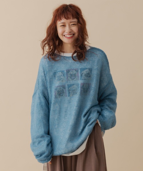 MERLOT(メルロー)の「モヘアタッチシアーニット(ニット/セーター・レディース・ブラウン/ブルー/ナチュラル・FREE)」の3枚目の写真