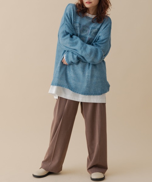 MERLOT(メルロー)の「モヘアタッチシアーニット(ニット/セーター・レディース・ブラウン/ブルー/ナチュラル・FREE)」の7枚目の写真