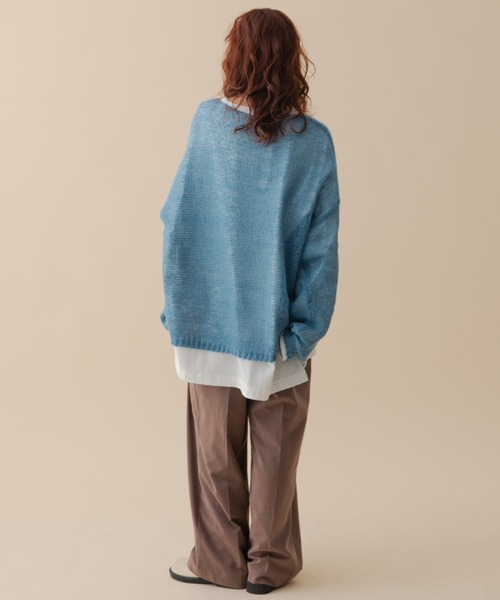 MERLOT(メルロー)の「モヘアタッチシアーニット(ニット/セーター・レディース・ブラウン/ブルー/ナチュラル・FREE)」の5枚目の写真