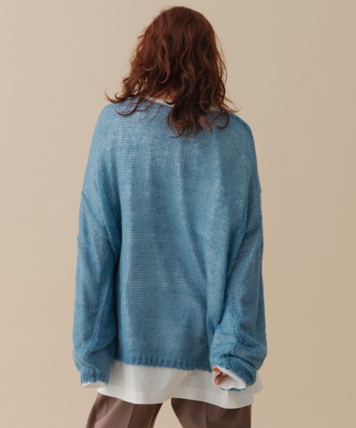 MERLOT(メルロー)の「モヘアタッチシアーニット(ニット/セーター・レディース・ブラウン/ブルー/ナチュラル・FREE)」の8枚目の写真