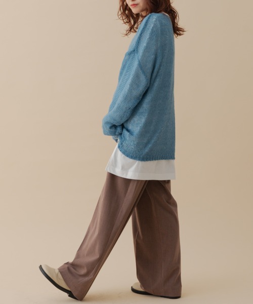 MERLOT(メルロー)の「モヘアタッチシアーニット(ニット/セーター・レディース・ブラウン/ブルー/ナチュラル・FREE)」の6枚目の写真