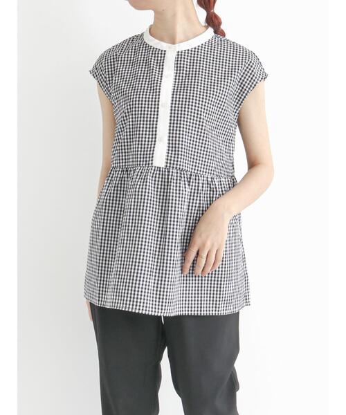 Te chichi TERRASSE（テチチテラス）の「バンドカラーチュニックブラウス（シャツ/ブラウス・レディース・オフホワイト/ブルー/ブラック・ﾌﾘ-）」の12枚目の写真