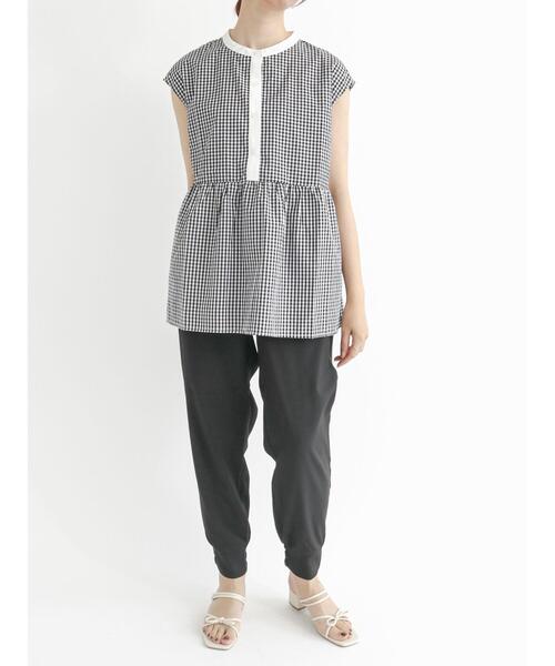 Te chichi TERRASSE（テチチテラス）の「バンドカラーチュニックブラウス（シャツ/ブラウス・レディース・オフホワイト/ブルー/ブラック・ﾌﾘ-）」の15枚目の写真