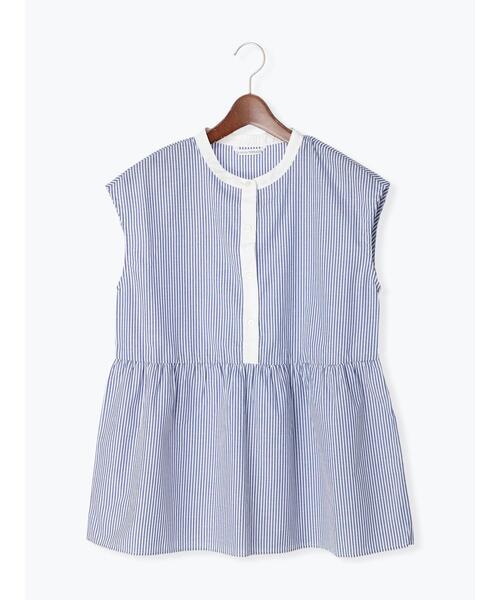 Te chichi TERRASSE（テチチテラス）の「バンドカラーチュニックブラウス（シャツ/ブラウス・レディース・オフホワイト/ブルー/ブラック・ﾌﾘ-）」の21枚目の写真