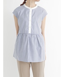 バンドカラーチュニックブラウス