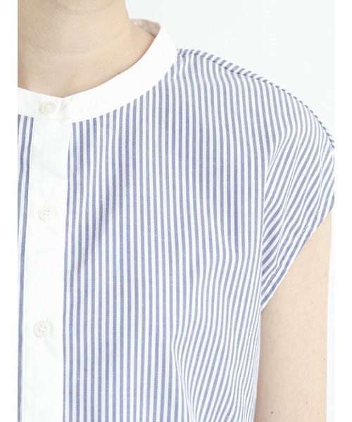 Te chichi TERRASSE（テチチテラス）の「バンドカラーチュニックブラウス（シャツ/ブラウス・レディース・オフホワイト/ブルー/ブラック・ﾌﾘ-）」の5枚目の写真