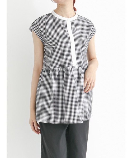 Te chichi TERRASSE（テチチテラス）の「バンドカラーチュニックブラウス（シャツ/ブラウス・レディース・オフホワイト/ブルー/ブラック・ﾌﾘ-）」の7枚目の写真