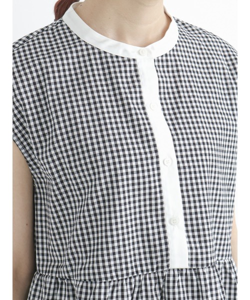 Te chichi TERRASSE（テチチテラス）の「バンドカラーチュニックブラウス（シャツ/ブラウス・レディース・オフホワイト/ブルー/ブラック・ﾌﾘ-）」の10枚目の写真