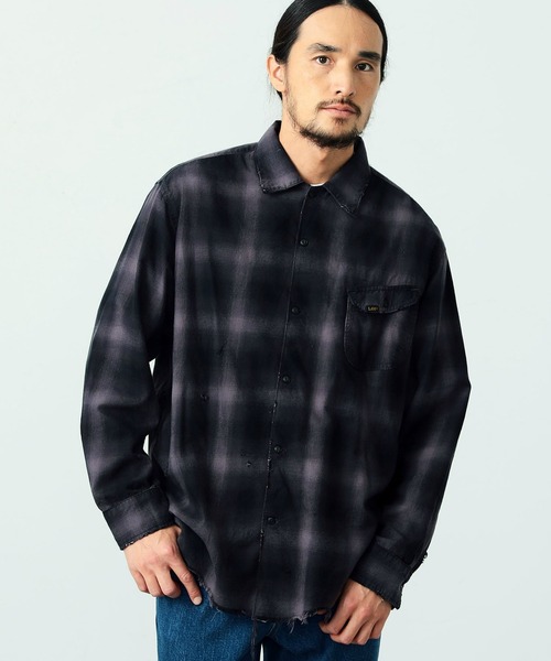 Lee（リー）の「Lee/リー COMPILATIONS OMBRE CHECK SHIRTS チェックシャツ（シャツ/ブラウス・メンズ・ブラウン/グレー/ブルー/レッド・SMALL/MEDIUM/LARGE/X-LARGE）」の2枚目の写真