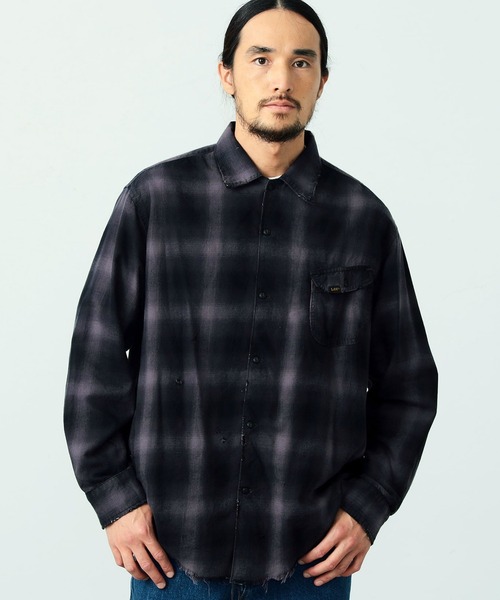 Lee（リー）の「Lee/リー COMPILATIONS OMBRE CHECK SHIRTS チェックシャツ（シャツ/ブラウス・メンズ・ブラウン/グレー/ブルー/レッド・SMALL/MEDIUM/LARGE/X-LARGE）」の6枚目の写真