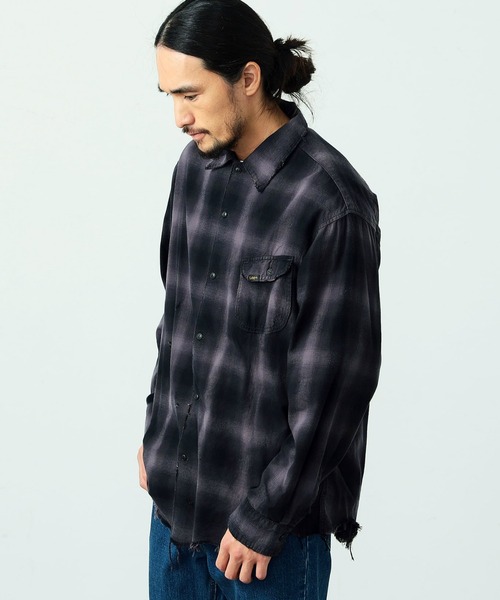 Lee（リー）の「Lee/リー COMPILATIONS OMBRE CHECK SHIRTS チェックシャツ（シャツ/ブラウス・メンズ・ブラウン/グレー/ブルー/レッド・SMALL/MEDIUM/LARGE/X-LARGE）」の7枚目の写真