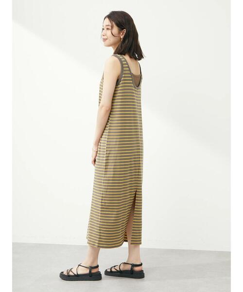 Green　Parks（グリーンパークス）の「・novem9 カラーボーダーノースリーブワンピース（ワンピース・レディース・パープル/ピンク/グレイッシュベージュ・FREE）」の6枚目の写真