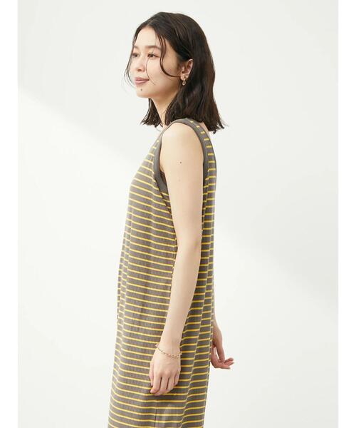 Green　Parks（グリーンパークス）の「・novem9 カラーボーダーノースリーブワンピース（ワンピース・レディース・パープル/ピンク/グレイッシュベージュ・FREE）」の9枚目の写真