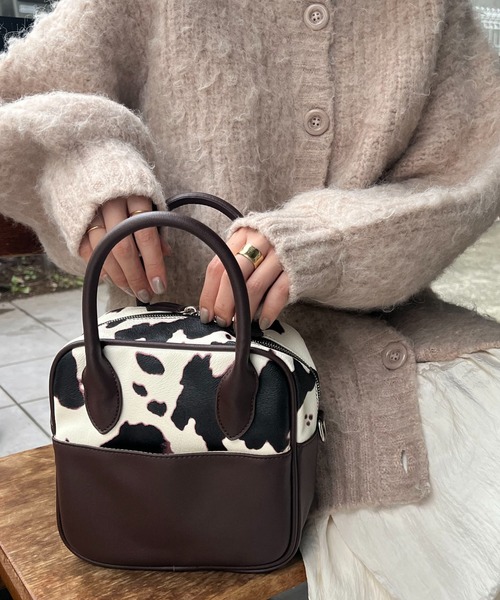 DISCOAT（ディスコート）の「スクエアミニボストンショルダーバッグ（ショルダーバッグ・レディース・ブラック/ダークブラウン/パープル/ブラウン/グレイッシュベージュ・FREE）」の3枚目の写真