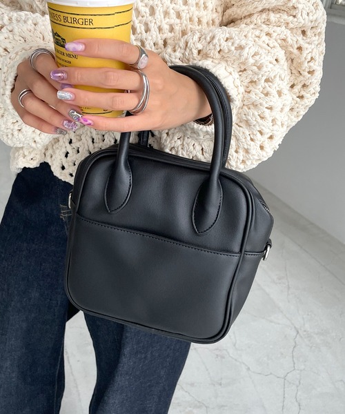 DISCOAT（ディスコート）の「スクエアミニボストンショルダーバッグ（ショルダーバッグ・レディース・ブラック/ダークブラウン/パープル/ブラウン/グレイッシュベージュ・FREE）」の18枚目の写真