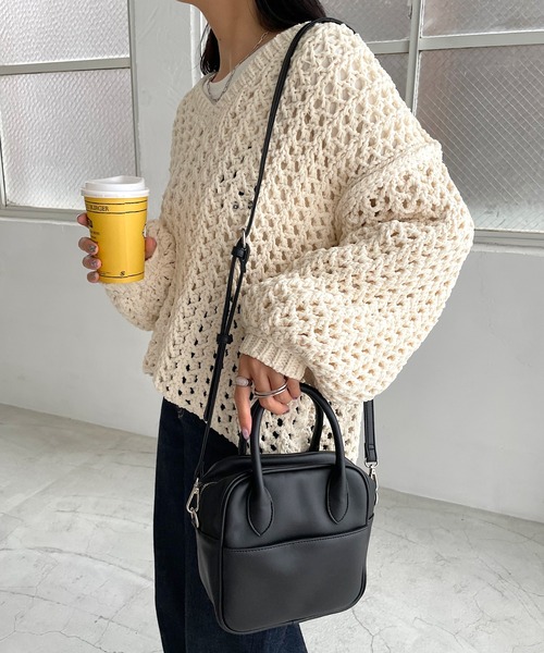 DISCOAT（ディスコート）の「スクエアミニボストンショルダーバッグ（ショルダーバッグ・レディース・ブラック/ダークブラウン/パープル/ブラウン/グレイッシュベージュ・FREE）」の17枚目の写真