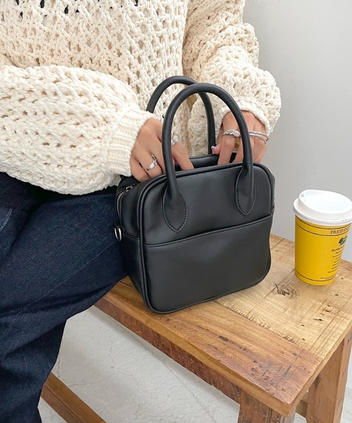 DISCOAT（ディスコート）の「スクエアミニボストンショルダーバッグ（ショルダーバッグ・レディース・ブラック/ダークブラウン/パープル/ブラウン/グレイッシュベージュ・FREE）」の21枚目の写真