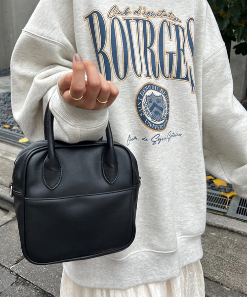 DISCOAT（ディスコート）の「スクエアミニボストンショルダーバッグ（ショルダーバッグ・レディース・ブラック/ダークブラウン/パープル/ブラウン/グレイッシュベージュ・FREE）」の16枚目の写真