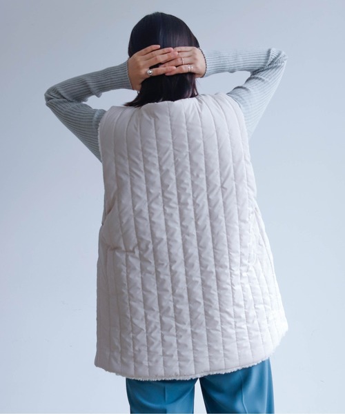 Birthday room（バースデイルーム）の「ボア×縦キルトリバーシブルベスト（ベスト・レディース・ブラウン/アイボリー/グレイッシュベージュ・FREE）」の7枚目の写真