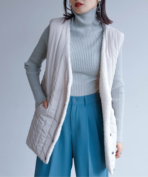 Birthday room（バースデイルーム）の「ボア×縦キルトリバーシブルベスト（ベスト・レディース・ブラウン/アイボリー/グレイッシュベージュ・FREE）」の9枚目の写真