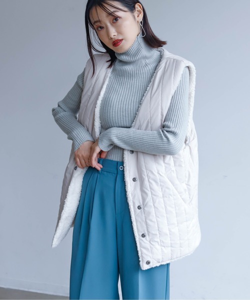 Birthday room（バースデイルーム）の「ボア×縦キルトリバーシブルベスト（ベスト・レディース・ブラウン/アイボリー/グレイッシュベージュ・FREE）」の6枚目の写真