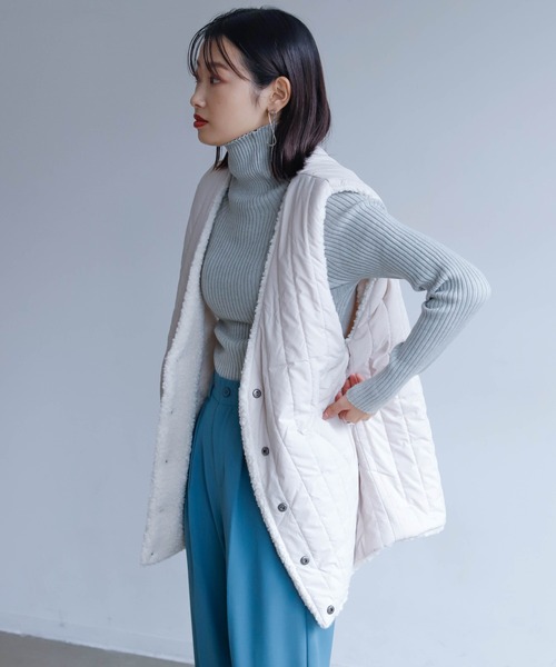 Birthday room（バースデイルーム）の「ボア×縦キルトリバーシブルベスト（ベスト・レディース・ブラウン/アイボリー/グレイッシュベージュ・FREE）」の5枚目の写真