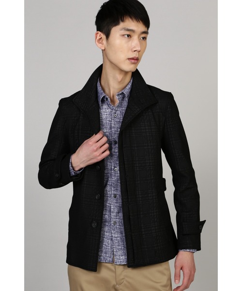 TORNADO MART（トルネードマート）の「ZERO by TORNADO MART∴格子エンボススタンドジャケット（カバーオール・メンズ・ホワイト/ブラック・LARGE/MEDIUM/LL）」の2枚目の写真