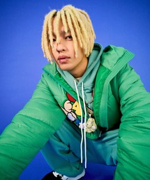 【他店様の半額✨️】GALFY - ダウンジャケット (緑) 激レアガルフィー ビッグ犬刺繍 スナップボタン ダウンジャケット