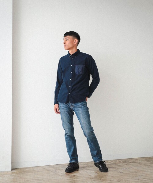 BEAMS（ビームス）の「BEAMS / ケーブルニットポケット ミニボタンダウン シャツ（シャツ/ブラウス・メンズ・ネイビー/オフホワイト・XL/S/L/M）」の10枚目の写真