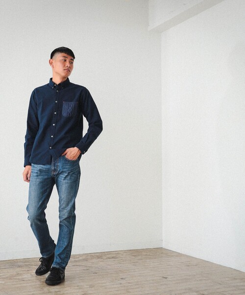 BEAMS（ビームス）の「BEAMS / ケーブルニットポケット ミニボタンダウン シャツ（シャツ/ブラウス・メンズ・ネイビー/オフホワイト・XL/S/L/M）」の11枚目の写真