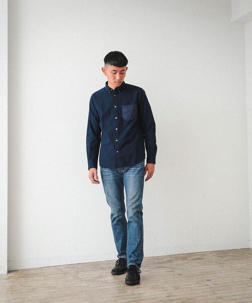 BEAMS（ビームス）の「BEAMS / ケーブルニットポケット ミニボタンダウン シャツ（シャツ/ブラウス・メンズ・ネイビー/オフホワイト・XL/S/L/M）」の12枚目の写真